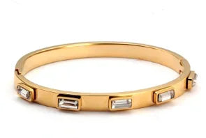 Triple Crystal Stainless Steel Bangle