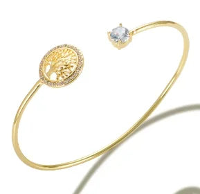 Triple Crystal Stainless Steel Bangle
