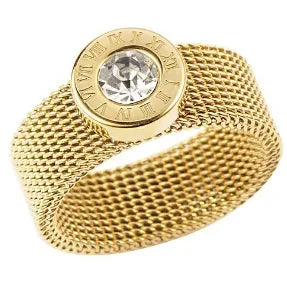 Crystal Zircon Waterproof Stainless Steel Ring