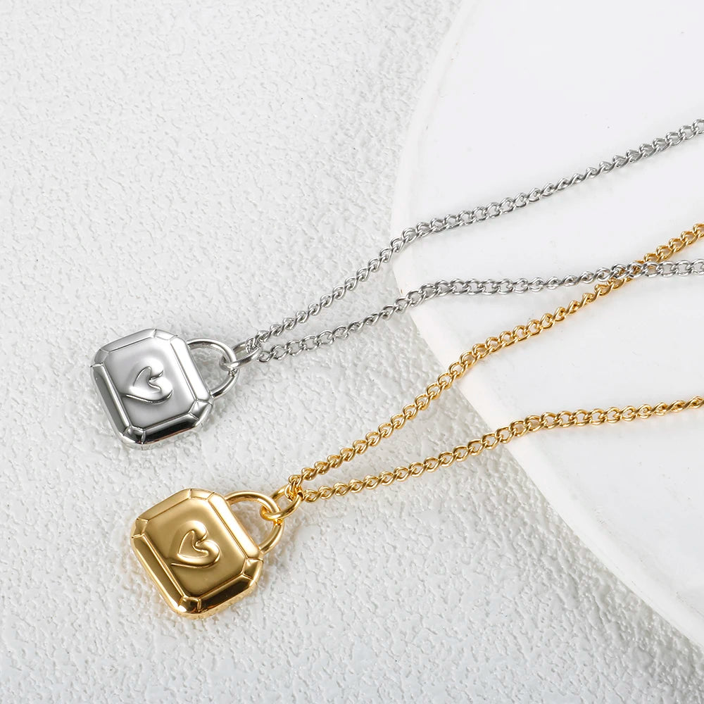 Heart Pendant Waterproof Stainless Steel Necklace