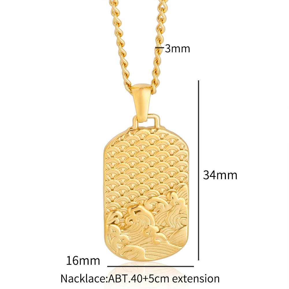 Square Pendant Stainless Steel Chain Necklace