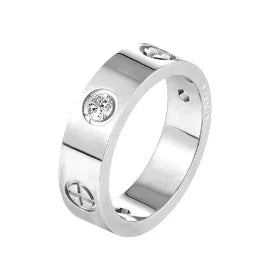 Crystal Zircon Waterproof Stainless Steel Ring