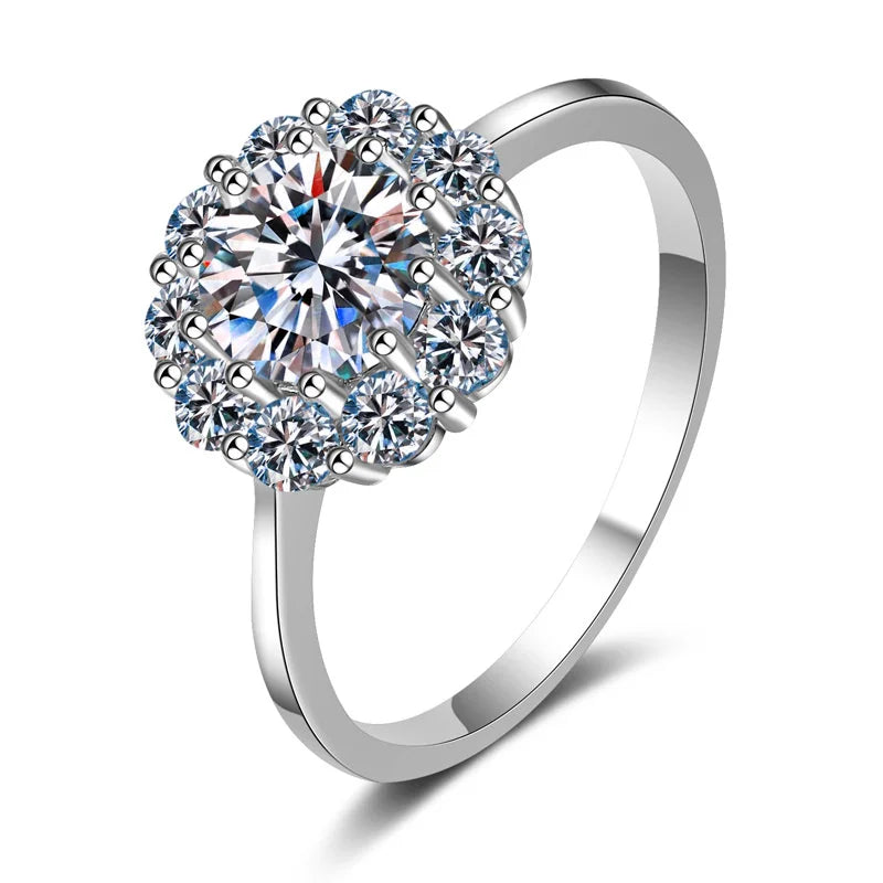 1ct Moissanite Flower Engagement Ring