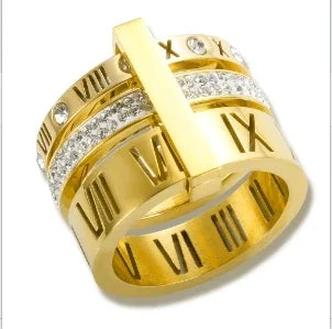 Crystal Zircon Waterproof Stainless Steel Ring