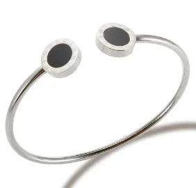 Triple Crystal Stainless Steel Bangle