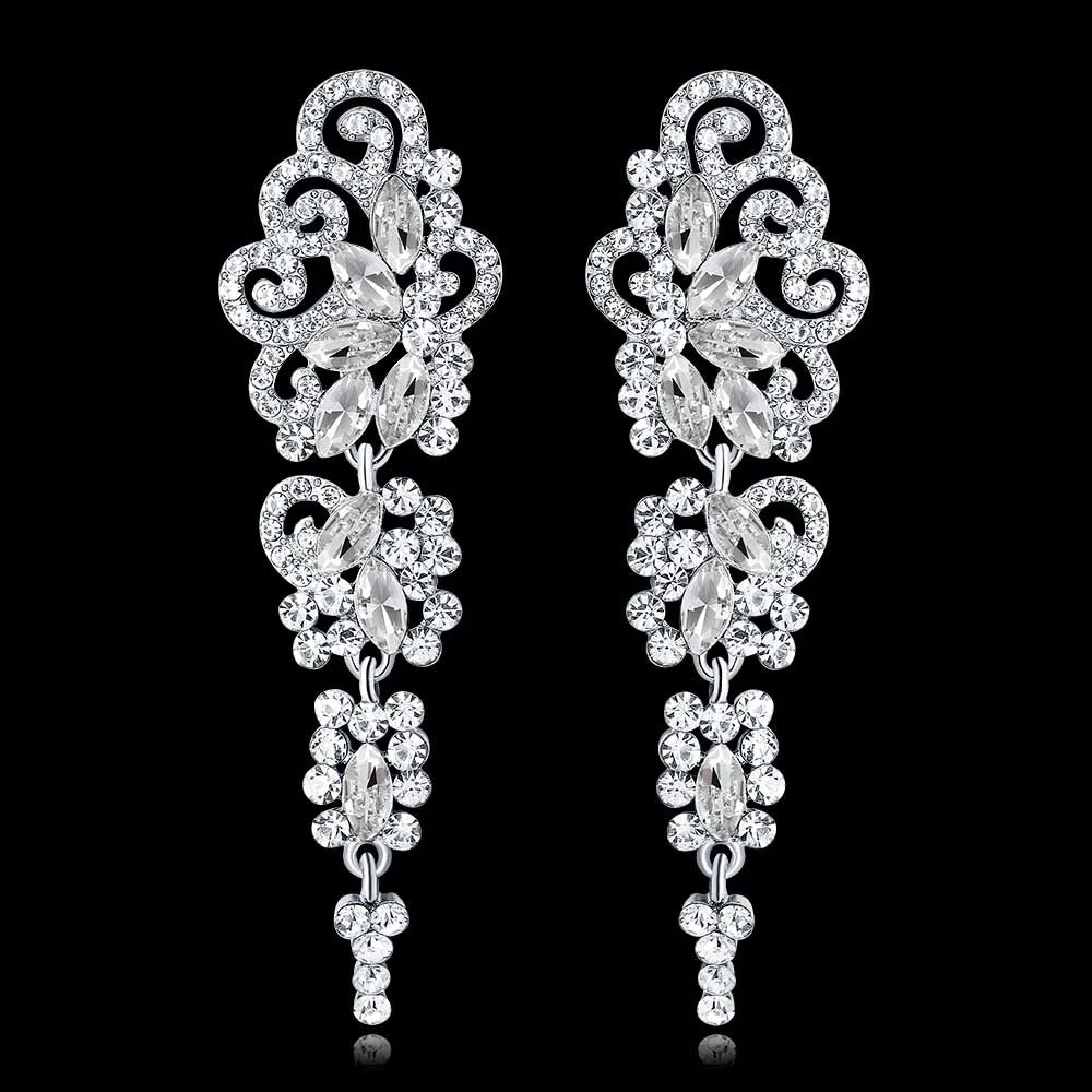 Luxury Rhinestone Chandelier Bridal Earrings