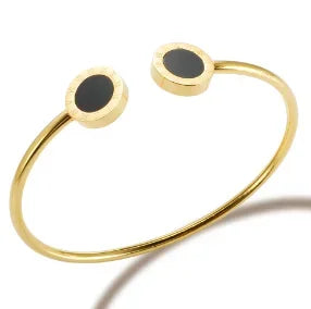Triple Crystal Stainless Steel Bangle