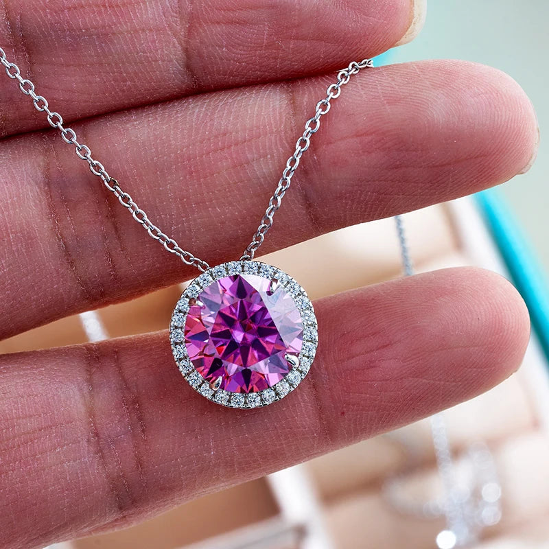 5ct Moissanite Sterling Silver Pendant Necklace