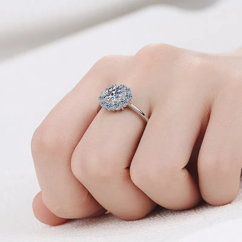 1ct Moissanite Flower Engagement Ring