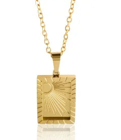 Square Pendant Stainless Steel Chain Necklace