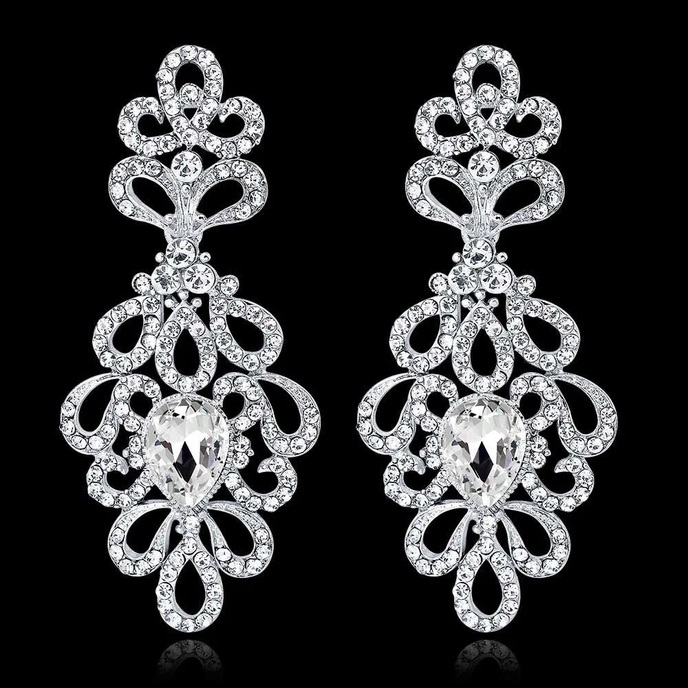 Luxury Rhinestone Chandelier Bridal Earrings