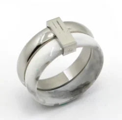 Zircon Inlaid Waterproof Stainless Steel Ring