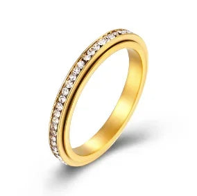 Zircon Inlaid Waterproof Stainless Steel Ring