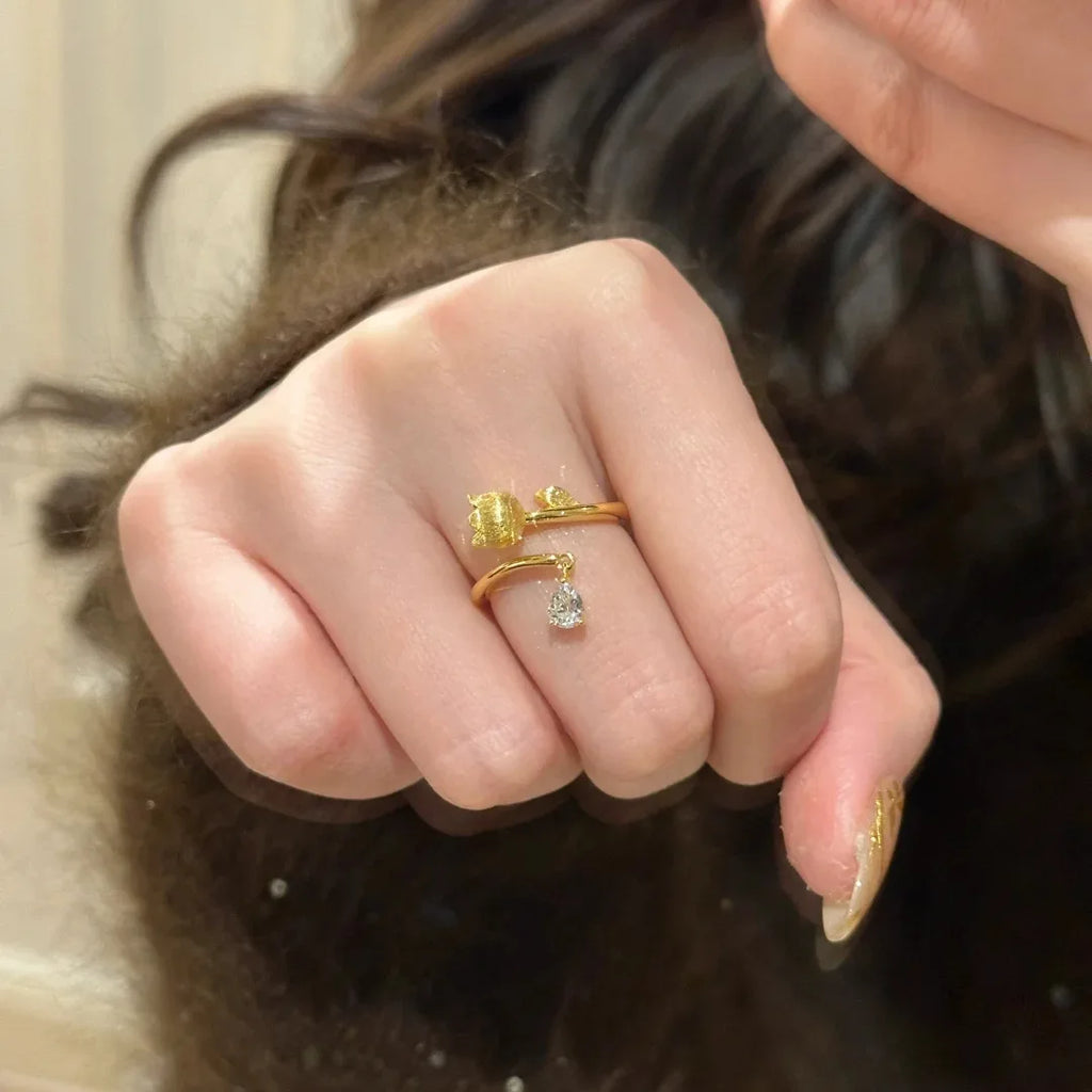 Lily of the Valley Zircon Gold Open Ring